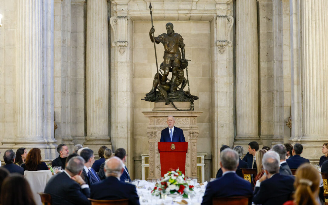 O Presidente da República, Marcelo Rebelo de Sousa, discursa durante o almoço oficial no Palácio Real de Madrid (foto)