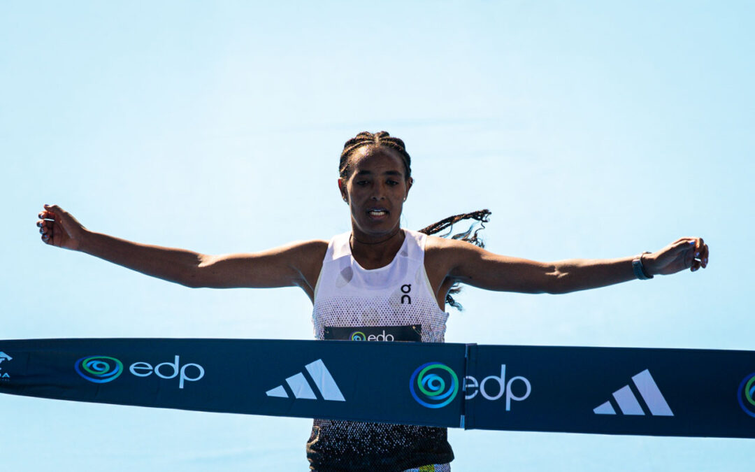 A corredora etíope Tsigie Gebreselama ganha a Meia Maratona de Lisboa, 8 mar 2026