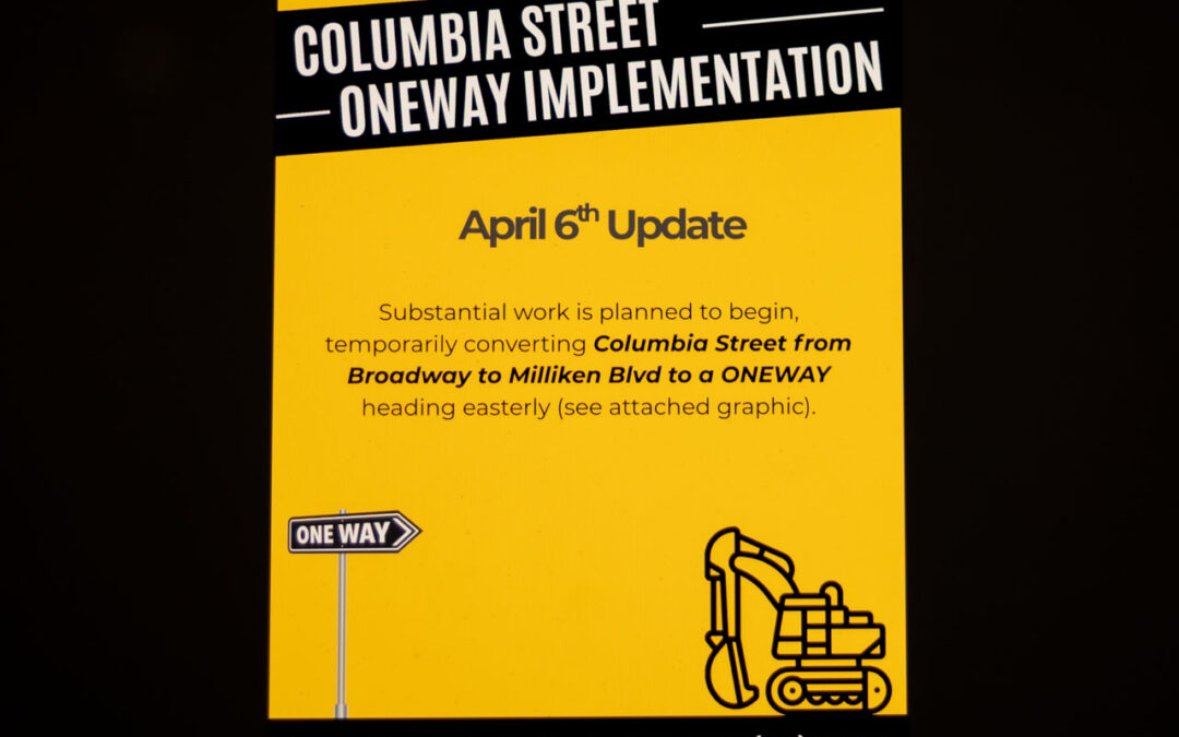 Cidade de Fall River, projeto de “um sentido” “ONEWAY” da Columbia Street, início de construção previsto para 6 de abril de 2026