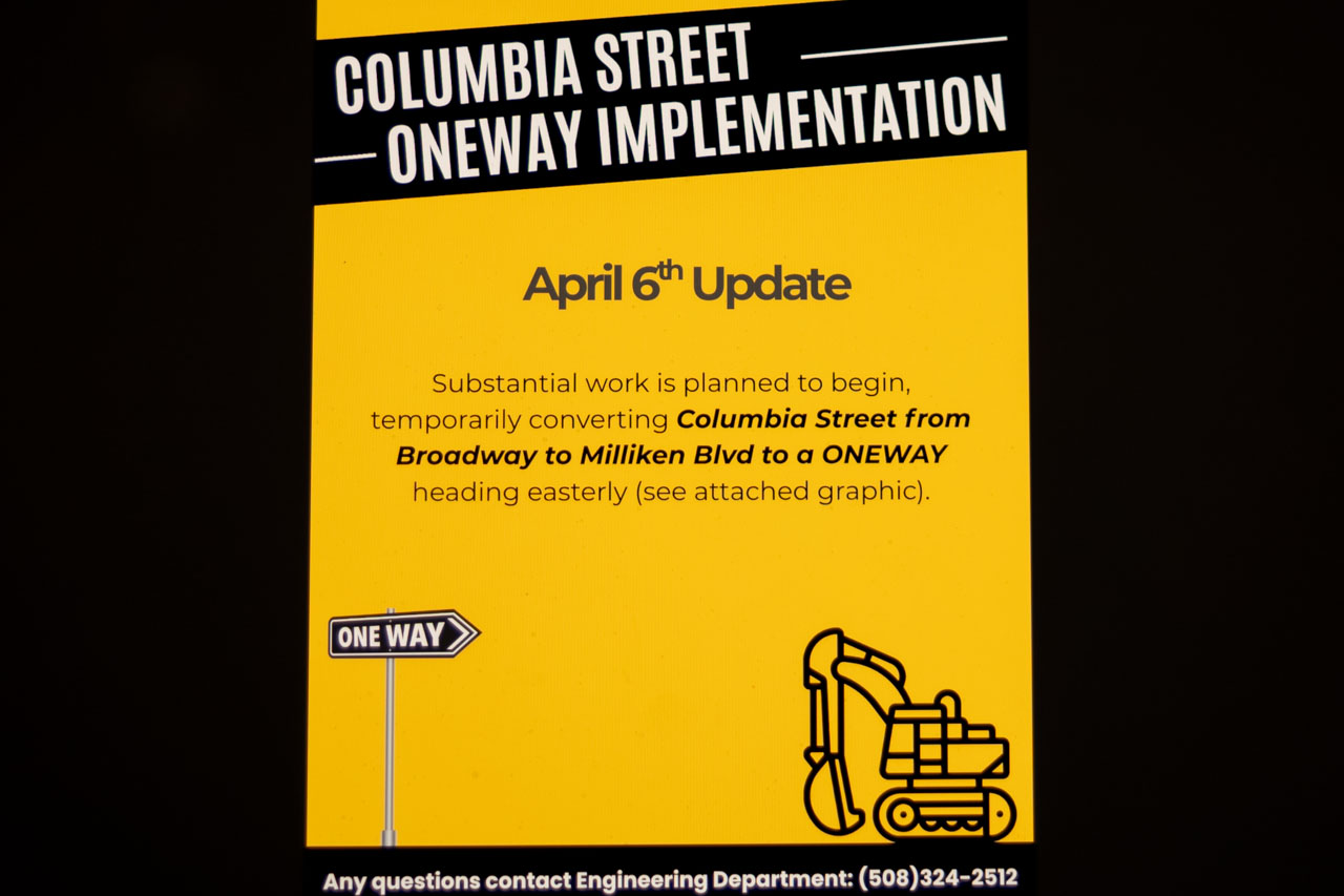 Cidade de Fall River, projeto de “um sentido” “ONEWAY” da Columbia Street, início de construção previsto para 6 de abril de 2026